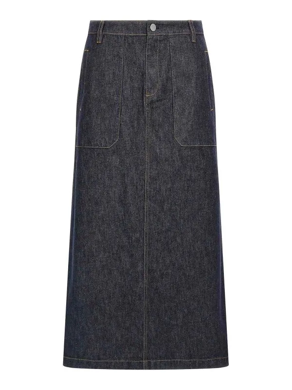 Theory Jupe Midi - Bleu - Bleu - Femme | P0104302G03 | thebs.com