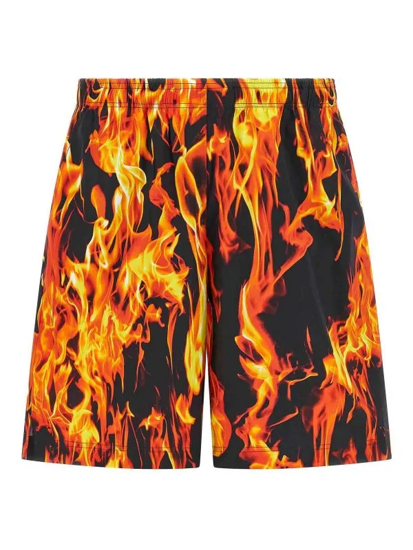 Vetements Short - Black & Orange Fire - Homme | UA66SS400XFIREPRINT