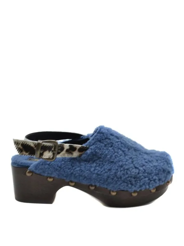 Avec Moderation Mules - Bleu - Bleu - Femme | RUKASHEARLINGAZU