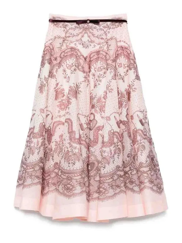 Zimmermann Jupe Midi - Couleur Chair - Femme | 2272SR251PINKLACPRI