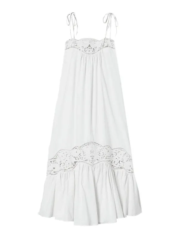 Twinset Maxi Robe - Blanc - Blanc - Femme | 251TT233100282