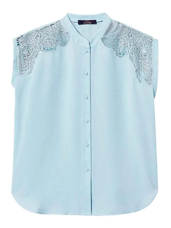 Twinset Blouse - Bleu - Bleu - Femme | 251AP242112134BLUE