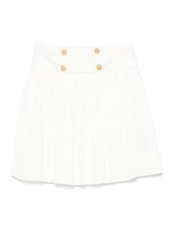 Balmain Jupe Midi - Blanc - Blanc - Garçon | BW7A74S0192102OR