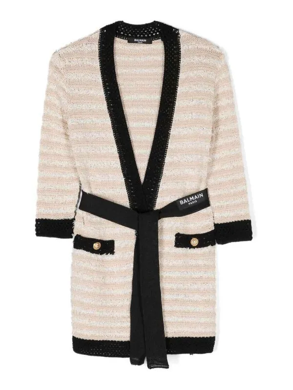 Balmain Pull Col Rond - Noir - Noir - Garçon | BU9A50X0126106NE