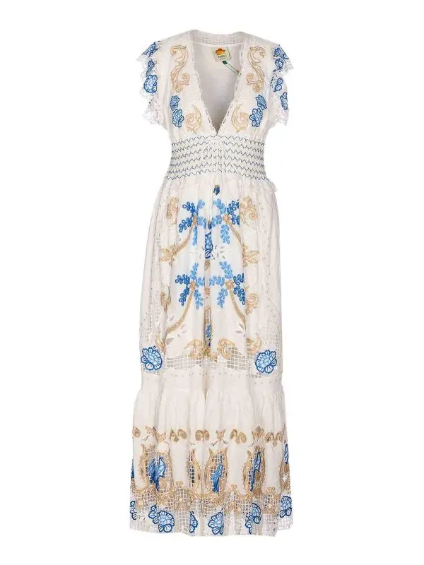 Farm Rio Maxi Robe - Blanc - Blanc - Femme | 332824L0025