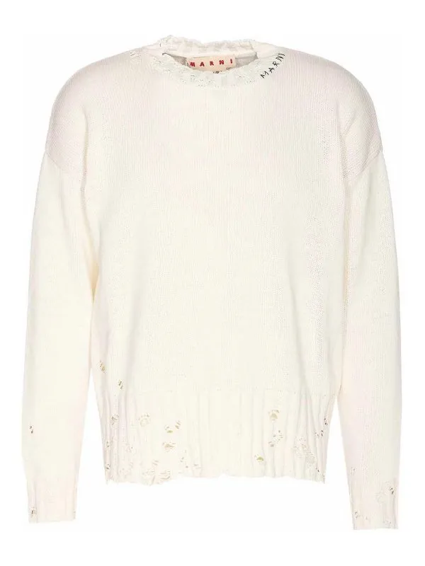 Marni Pull Col Rond - Blanc - Blanc - Homme | GCMG0210A0UFC65200W01