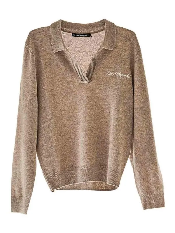 Karl Lagerfeld Pull Col Rond - Beige - Beige - Femme | 246W2180766