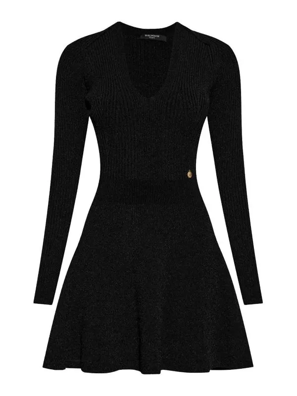 Balmain Robe Au Genou - Noir - Noir - Femme | EF1R9857KI090PA