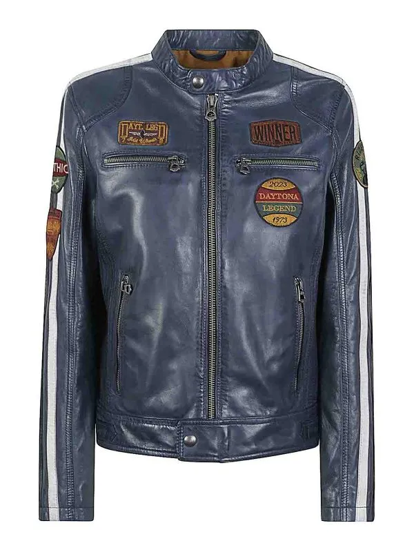 Daytona 73 Blouson En Cuir - Bleu - Bleu - Femme | 103546SHORTBLUE