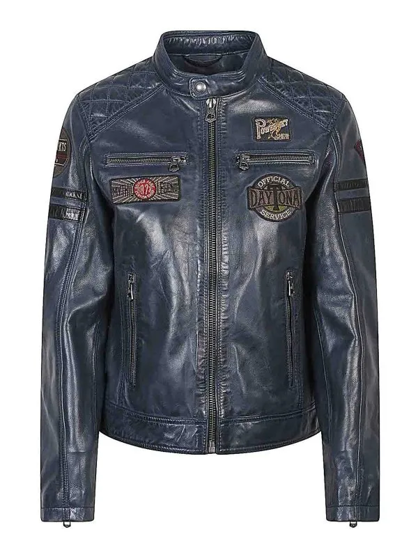 Daytona 73 Blouson En Cuir - Bleu - Bleu - Femme | 103547SHORTBLUE