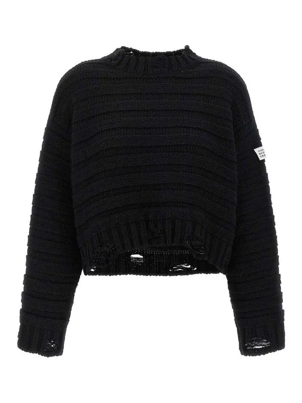 MM6 Maison Margiela Pull Col Rond - Noir | S52HL0031M13040900