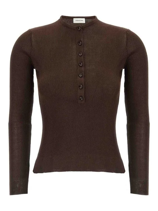 Magda Butrym Pull Col Rond - Marron - Marron - Femme | 318725BROWN