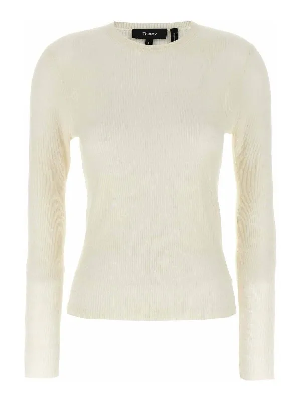 Theory Pull Col Rond - Blanc - Blanc - Femme | P0513707Q3W