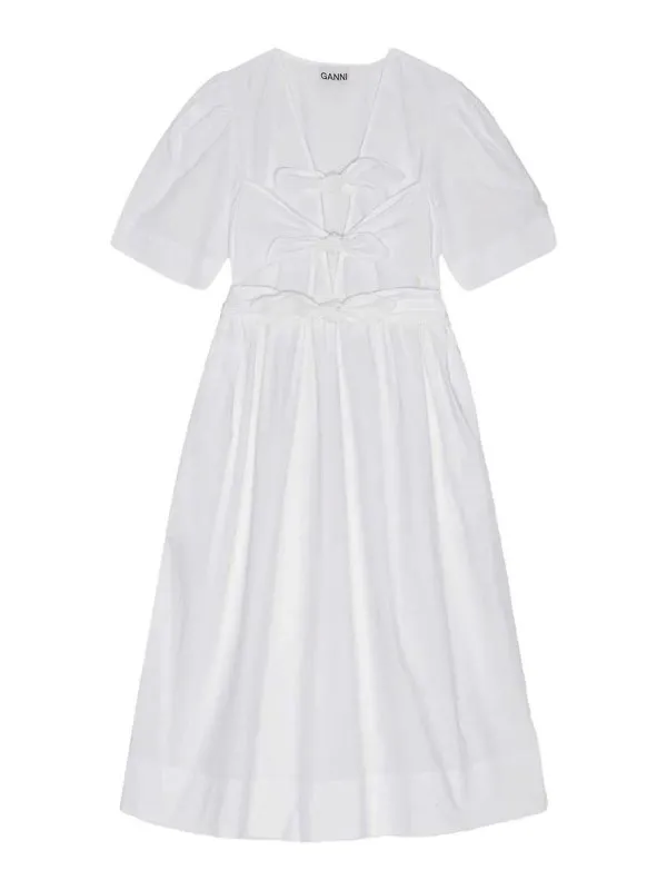 Ganni Robe Au Genou - Blanc - Blanc - Femme | W0306151