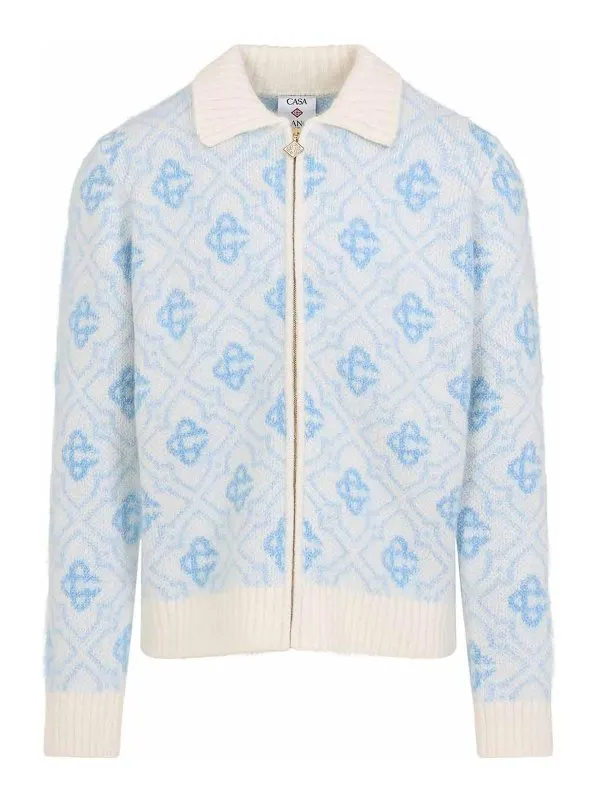 Casablanca Pull Col Rond - Bleu - Bleu | MPF25KW100501MONOGRAM