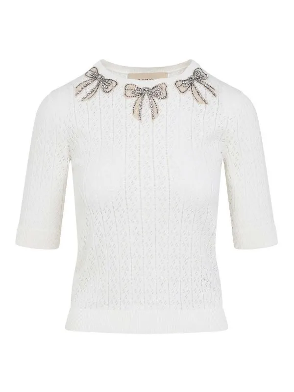 Valentino Pull Col Rond - Crème - Crème - Femme | 7B3KC66C9EGA03