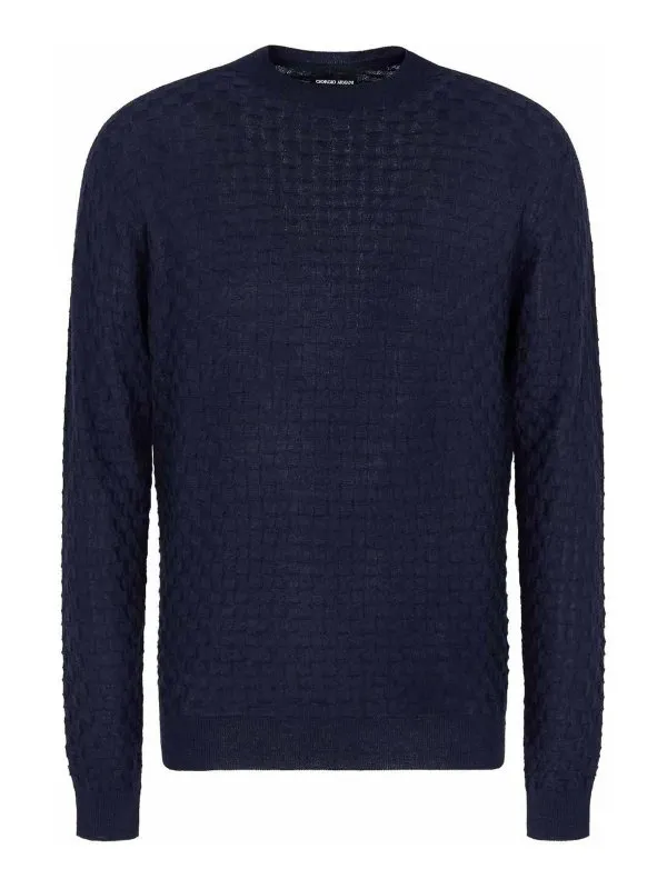 Giorgio Armani Pull Col Rond - Bleu Foncé | GM001973AF19079UB101