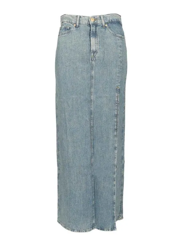 7 For All Mankind Jupe Midi - Bleu Clair - Femme | 7U028U03U7AIA