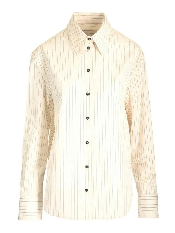 Loulou Studio Chemise - Blanc | ALIMSTRIPESIVORYBLACKSTRIPES