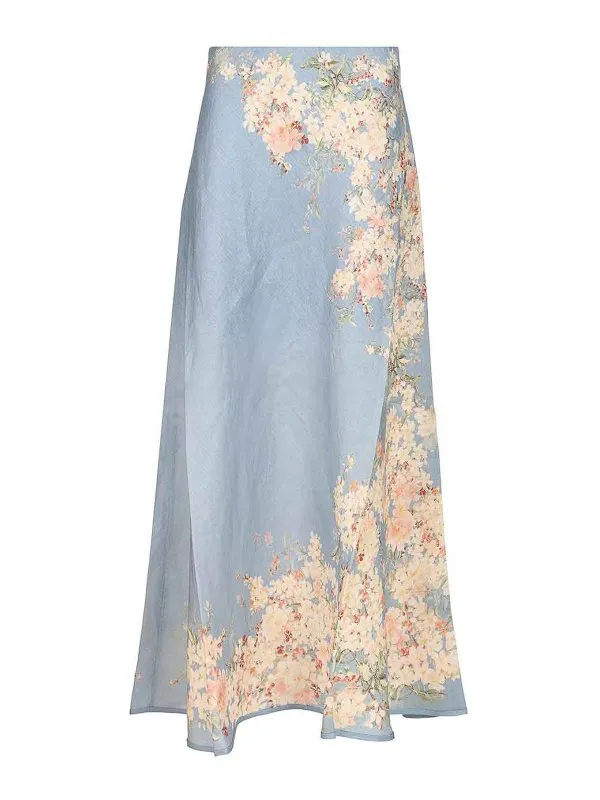 Zimmermann Jupe Midi - Bleu - Bleu - Femme | 3561SSS255TLBLBTFLO